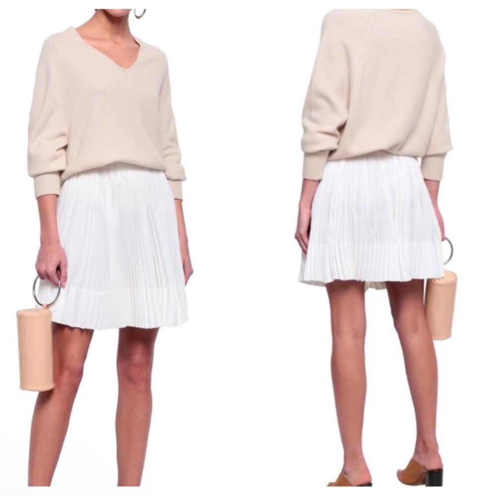 Vince. white striped Pleated 100% Cotton Skirt Sz 8 - Picture 2 of 15